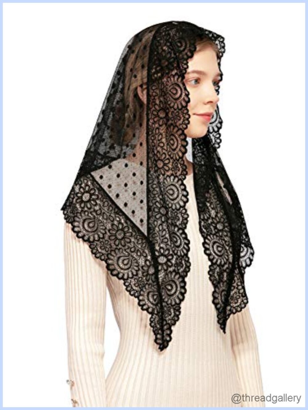 Lace Chapel Veil Triangle Mantilla Scarf Catholic Church Head Covering
